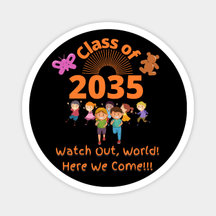 Class of 2035 Kindergarten School Kids Black Magnet